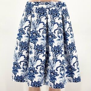 Mario Serrani Italy Pleated Floral Crepe Flare Skirt